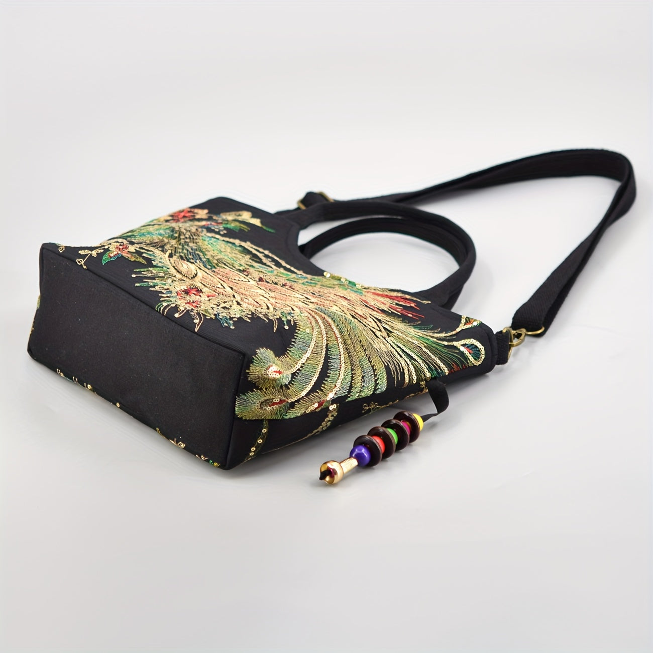 Phoenix Embroidered Canvas Satchel