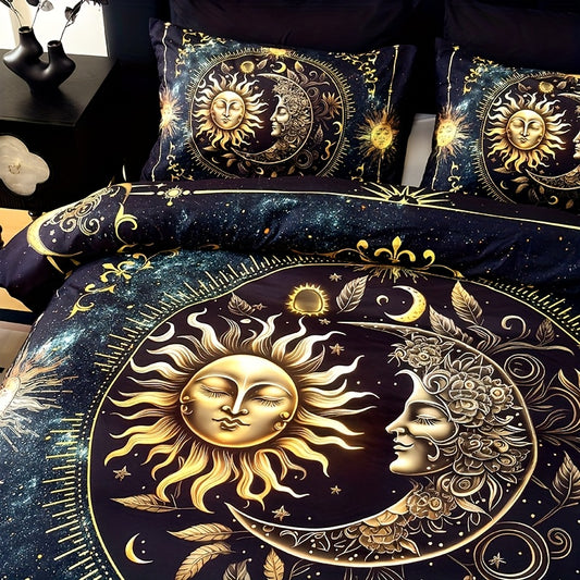 Sun Moon Celestial 3-Piece Duvet Cover Set