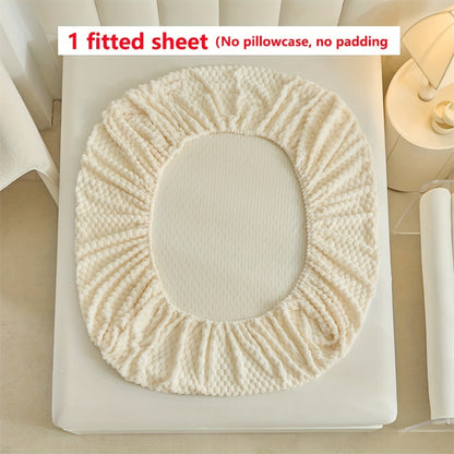 KGOODS Jacquard Velvet Fitted Sheet – Thick, Soft & Wrinkle-Resistant