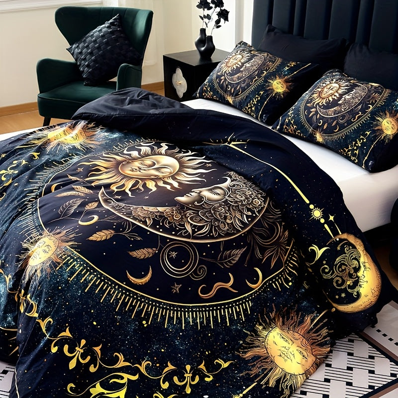 Sun Moon Celestial 3-Piece Duvet Cover Set