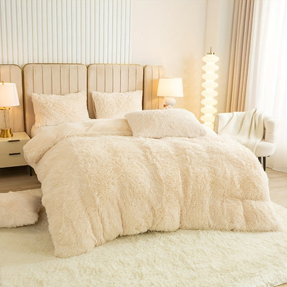 Multicolor Plush Cover Set – Soft Fluffy Bedding with Pillowcases
