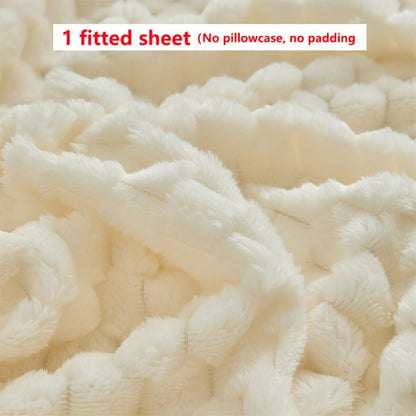 KGOODS Jacquard Velvet Fitted Sheet – Thick, Soft & Wrinkle-Resistant