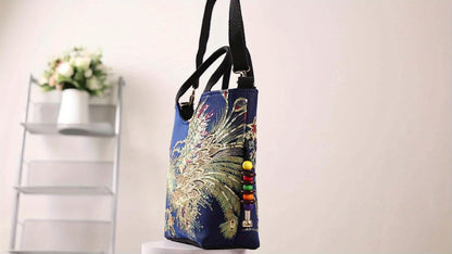 Phoenix Embroidered Canvas Satchel