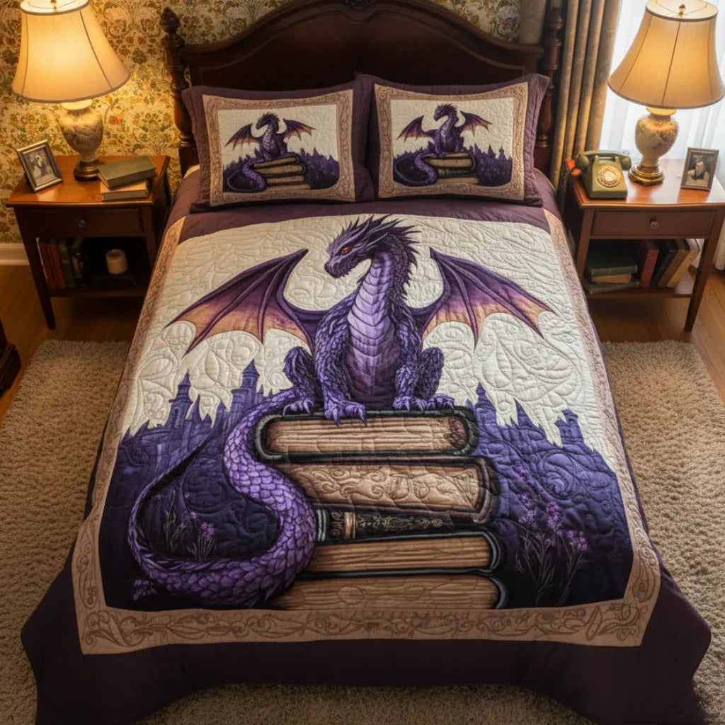 Dragon Scholar 3-Piece Quilted Bedding Set