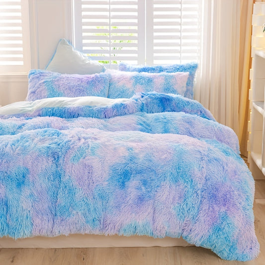 Y2K Tie-Dye Plush Cover Set – Soft Gradient Bedding with Pillowcases