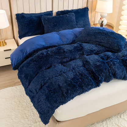 Multicolor Plush Cover Set – Soft Fluffy Bedding with Pillowcases