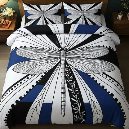 Artistic Radiating Dragonfly 3-Piece Duvet Cover Set