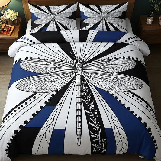 Artistic Radiating Dragonfly 3-Piece Duvet Cover Set