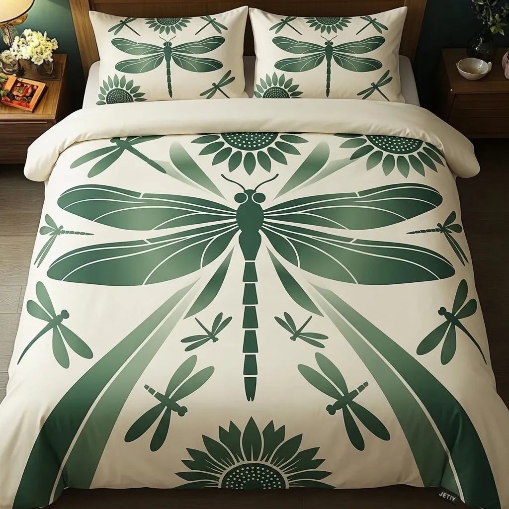 Modern Geometric Sunflower 3-Piece Duvet Cover Set