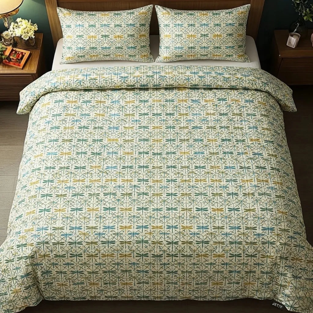 Sage Green Dragonfly 3-Piece Duvet Cover Set