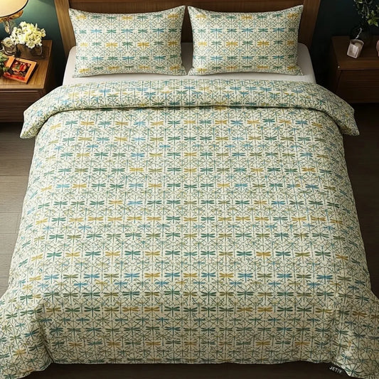 Sage Green Dragonfly 3-Piece Duvet Cover Set