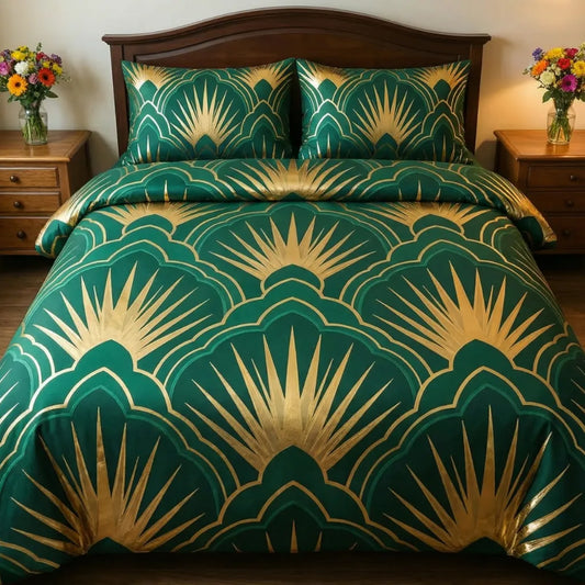 Luxurious Royal Emerald Radiant 3-Piece Duvet Cover Set