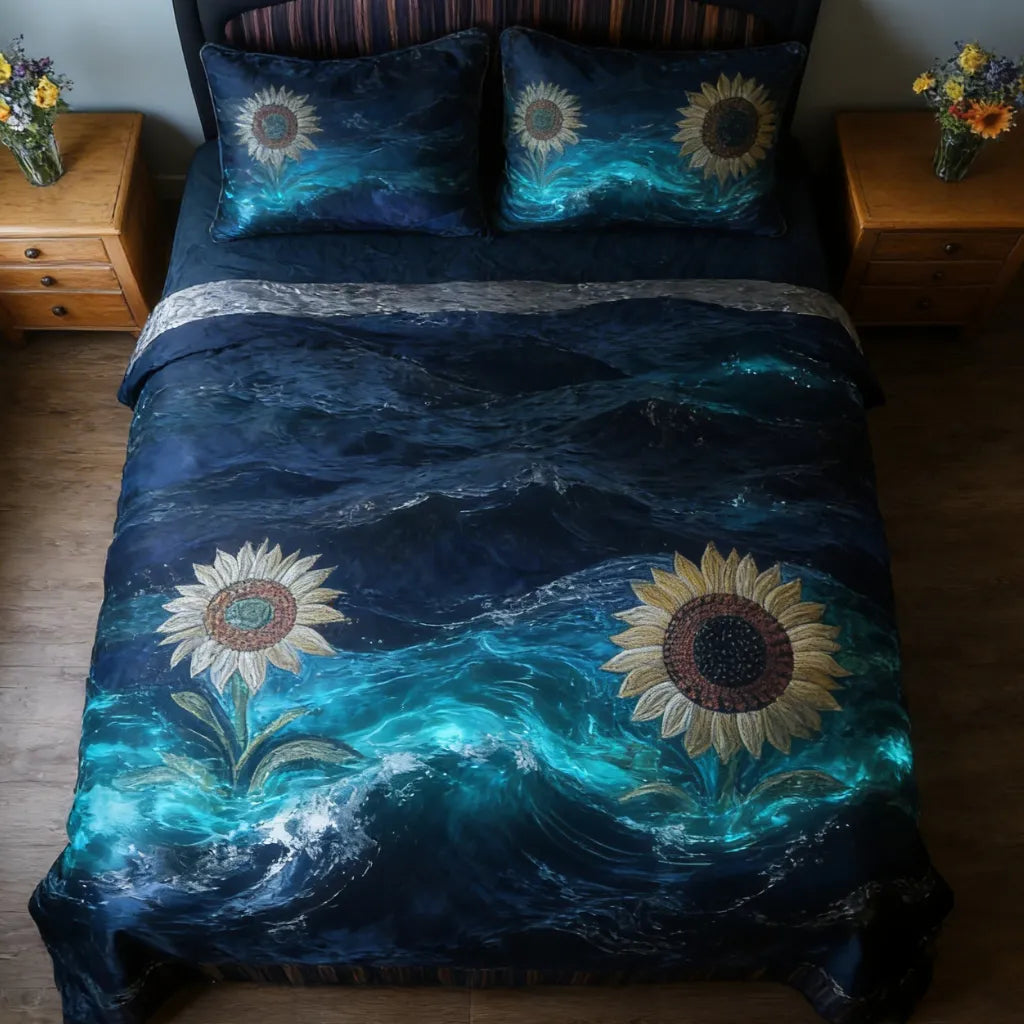 Vintage Sketch Floral Meadow 3-Piece Duvet Cover Set