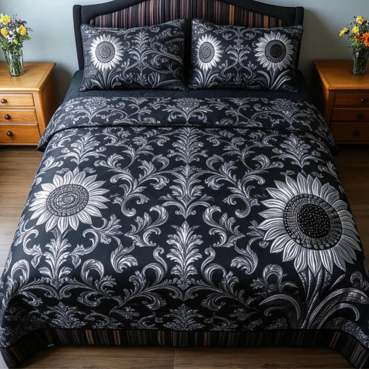 Damask Floral Baroque 3-Piece Duvet Cover Set