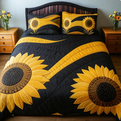 Dynamic Sunflower Wave 3-Piece Duvet Cover Set