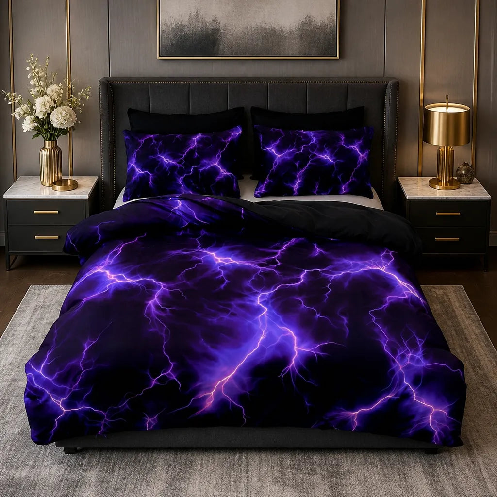 Purple Lightning Storm Cover Set