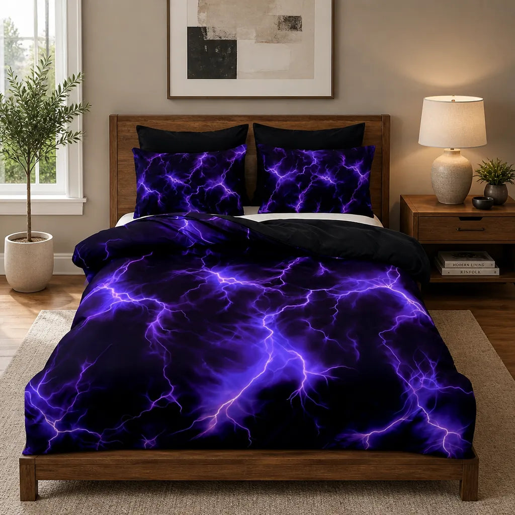 Purple Lightning Storm Cover Set