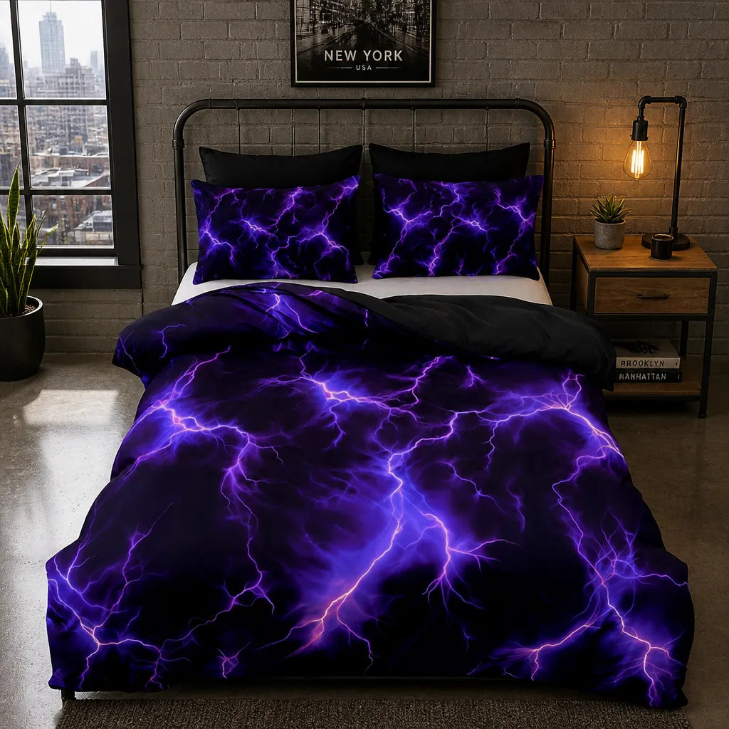 Purple Lightning Storm Cover Set