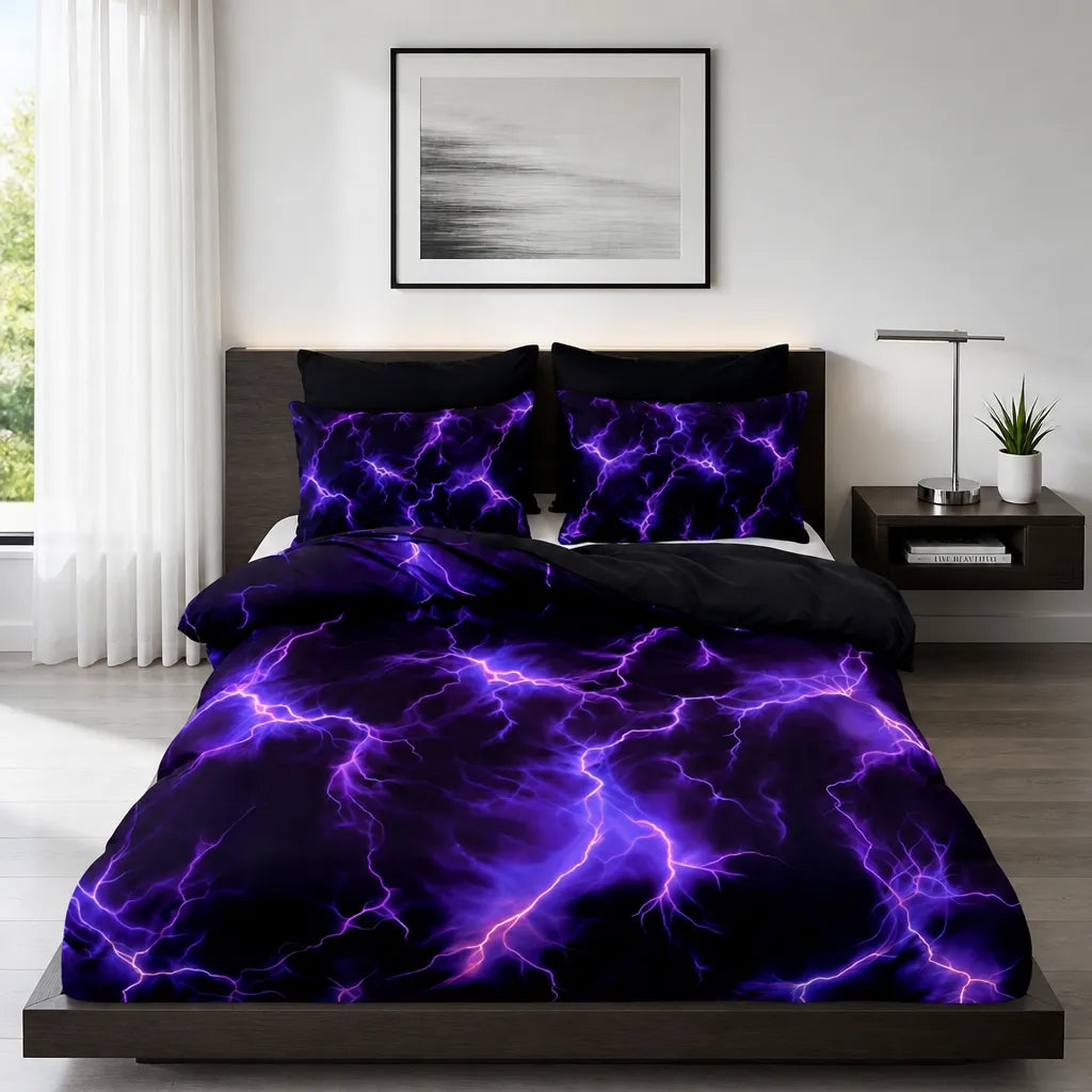 Purple Lightning Storm Cover Set