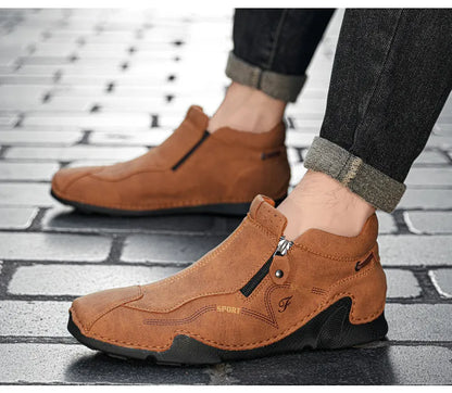 ZipStride - Men's Side-Zip Casual Leather-Look Sneaker Boots