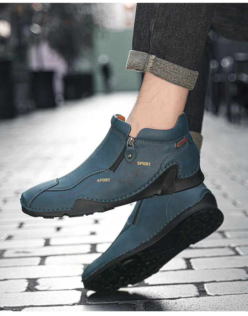 ZipStride - Men's Side-Zip Casual Leather-Look Sneaker Boots