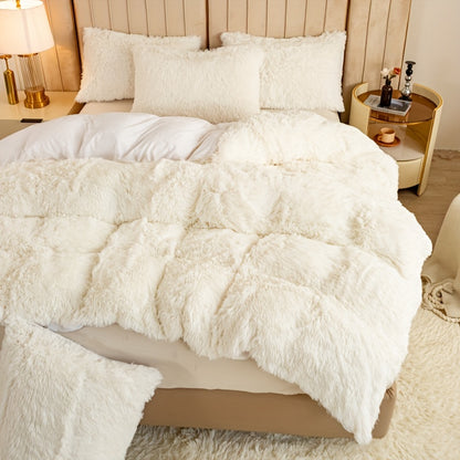 Multicolor Plush Cover Set – Soft Fluffy Bedding with Pillowcases