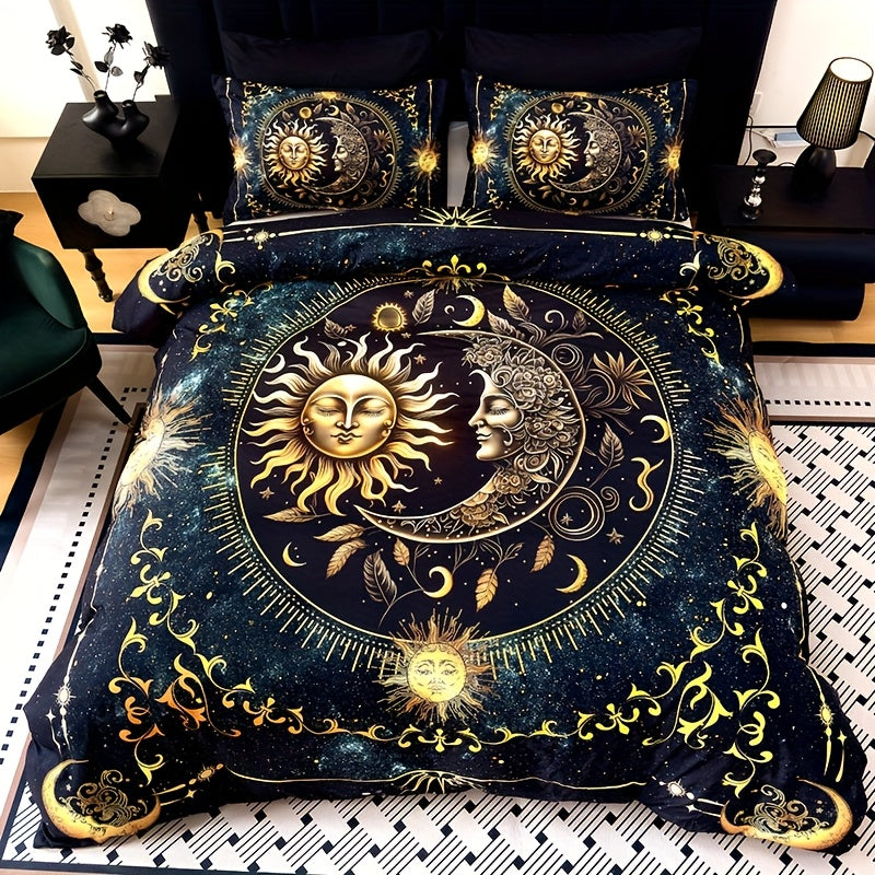 Sun Moon Celestial 3-Piece Duvet Cover Set