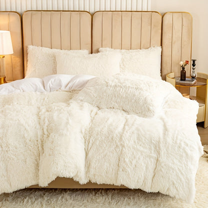 Multicolor Plush Cover Set – Soft Fluffy Bedding with Pillowcases