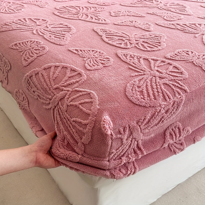 KGOODS Plush Fleece 3-Piece Bed Sheet Set – Butterfly Design, Soft & Warm