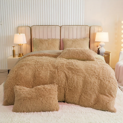 Multicolor Plush Cover Set – Soft Fluffy Bedding with Pillowcases