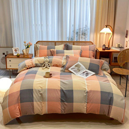 Cozy Sunset Gingham 3-Piece Duvet Cover Set
