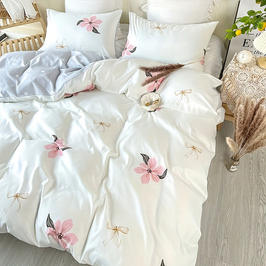 Elegant Satin Botanical 3-Piece Duvet Cover Set