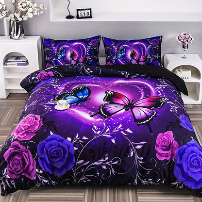Enchanted Violet Garden 3-Piece Duvet Cover Set