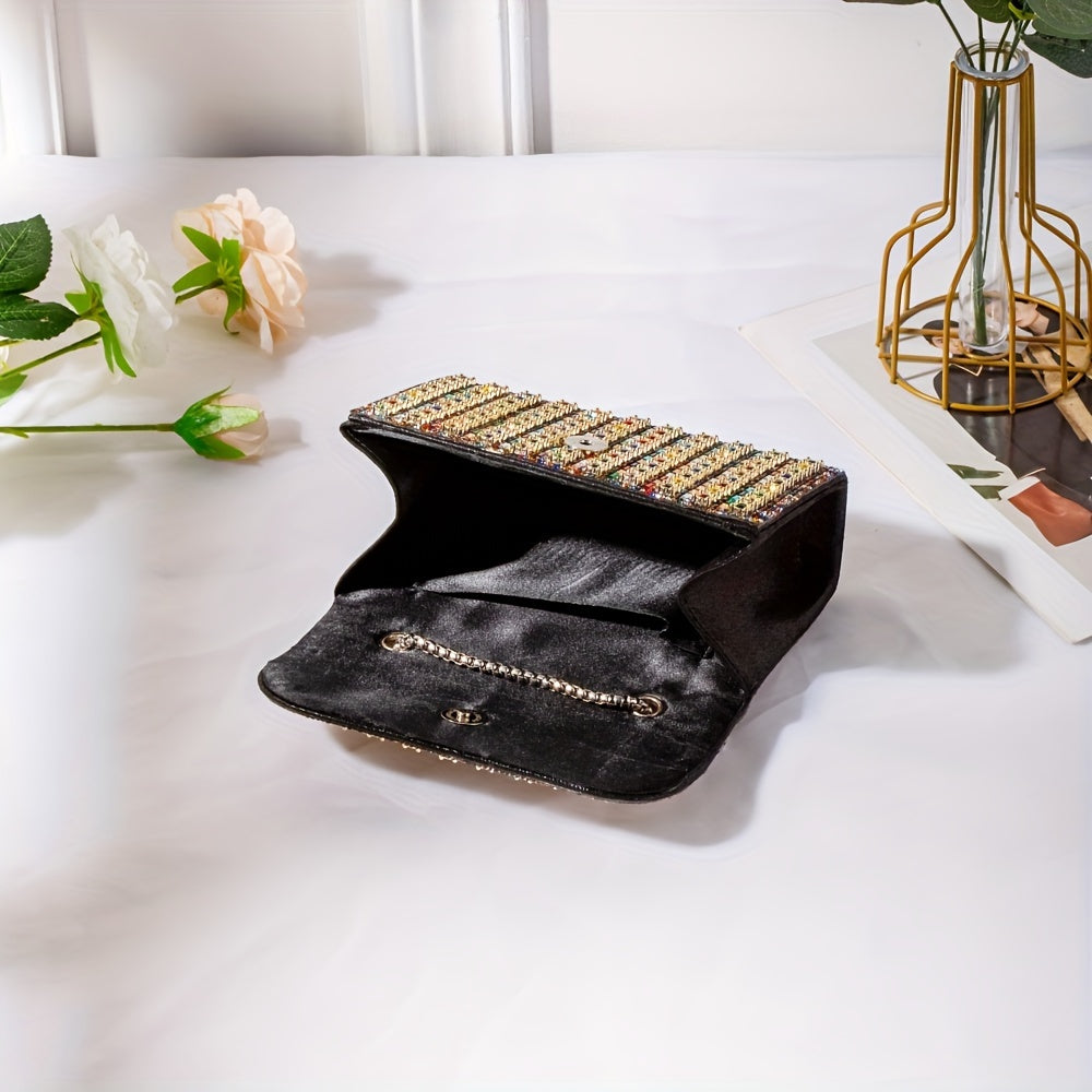 GlamShine Dual-Sided Crystal Clutch