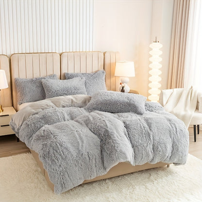 Multicolor Plush Cover Set – Soft Fluffy Bedding with Pillowcases