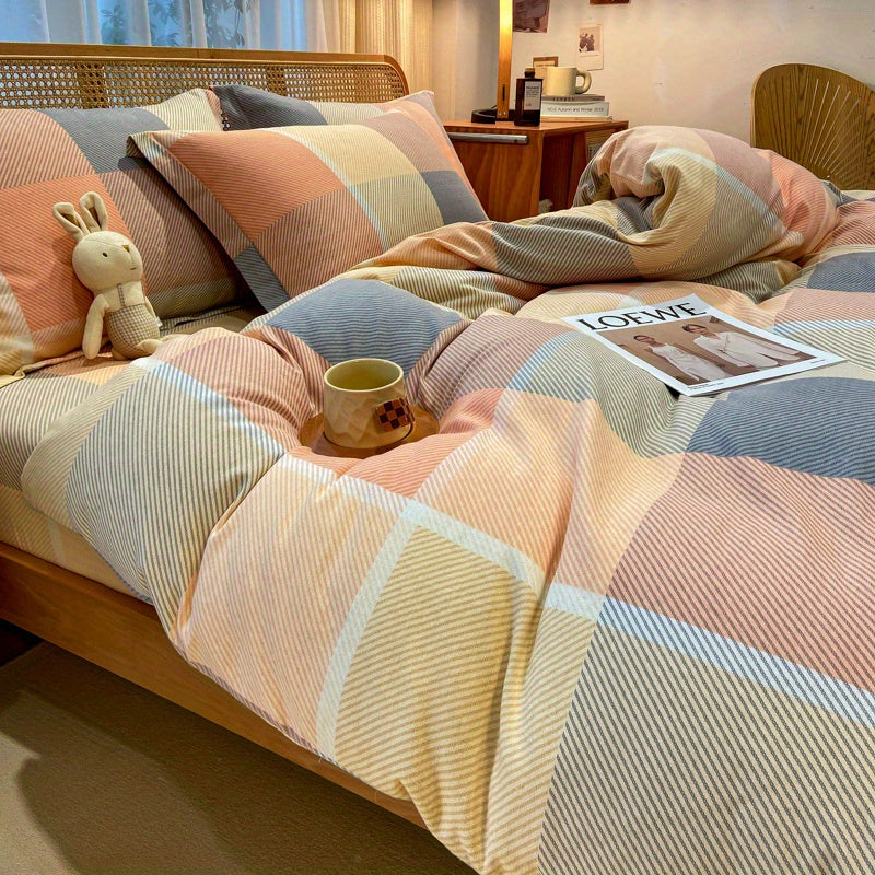Cozy Sunset Gingham 3-Piece Duvet Cover Set