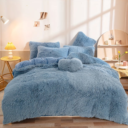 Multicolor Plush Cover Set – Soft Fluffy Bedding with Pillowcases