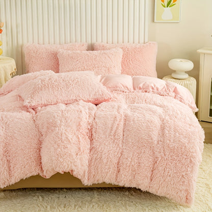 Multicolor Plush Cover Set – Soft Fluffy Bedding with Pillowcases