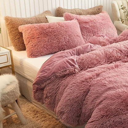 Multicolor Plush Cover Set – Soft Fluffy Bedding with Pillowcases
