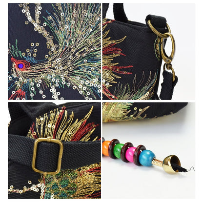 Phoenix Embroidered Canvas Satchel