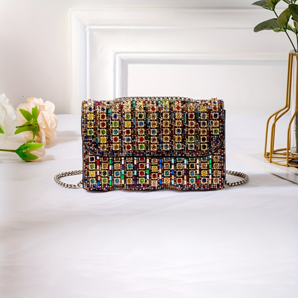GlamShine Dual-Sided Crystal Clutch