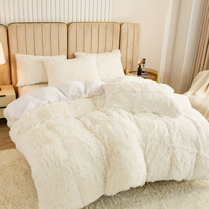 Multicolor Plush Cover Set – Soft Fluffy Bedding with Pillowcases