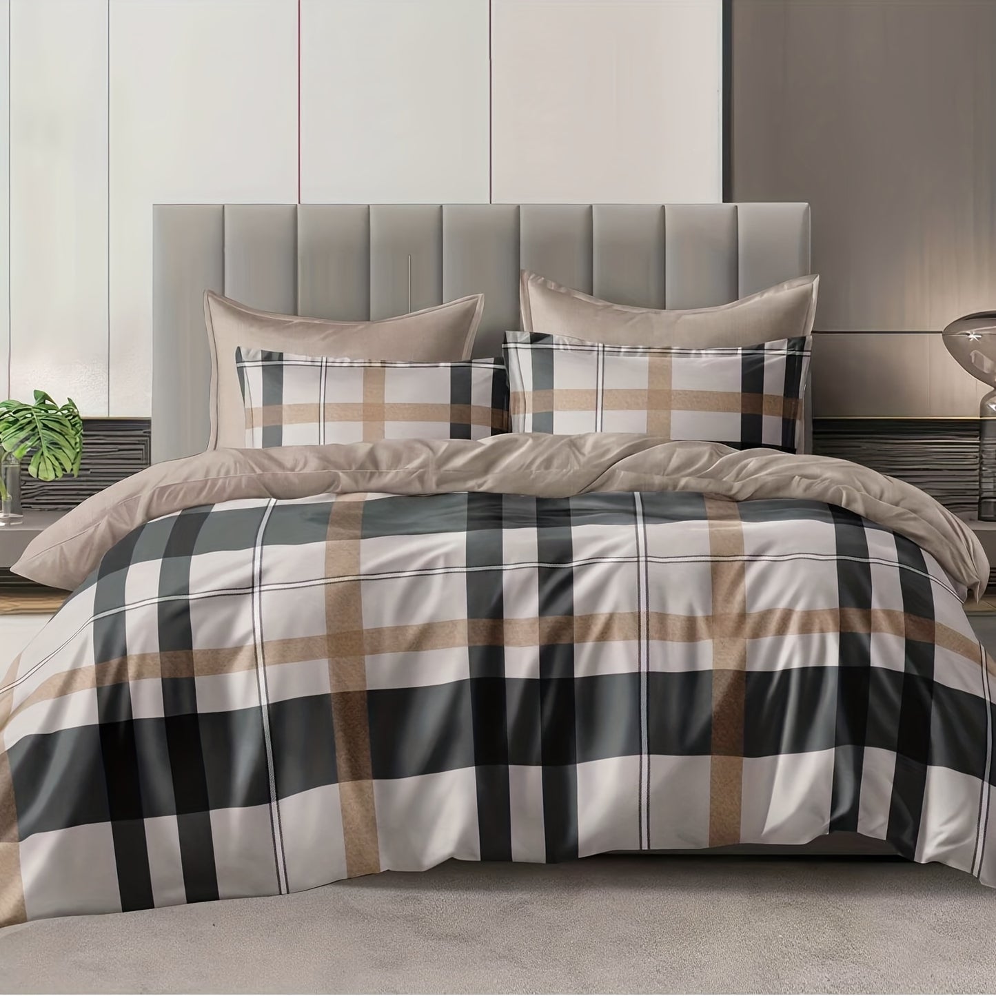 Cozy Sunset Gingham 3-Piece Duvet Cover Set