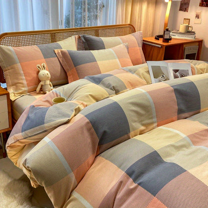 Cozy Sunset Gingham 3-Piece Duvet Cover Set