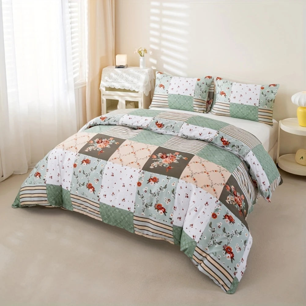 Cozy bedroom styled with floral geometric cover set