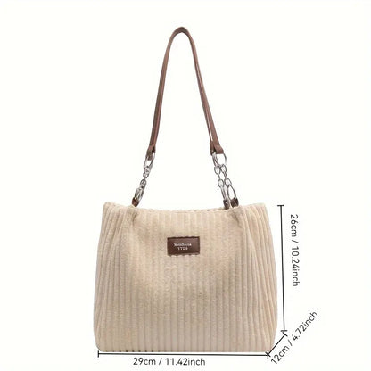 Luxury Faux Fur Tote Bag with Leather Handles and Chain