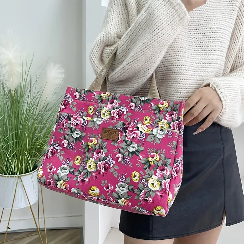 Floral Garden Canvas Tote Bag for Daily Commute