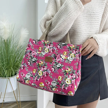Floral Garden Canvas Tote Bag for Daily Commute
