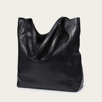 Minimalist Oiled Vegan Leather Large Capacity Tote Bag