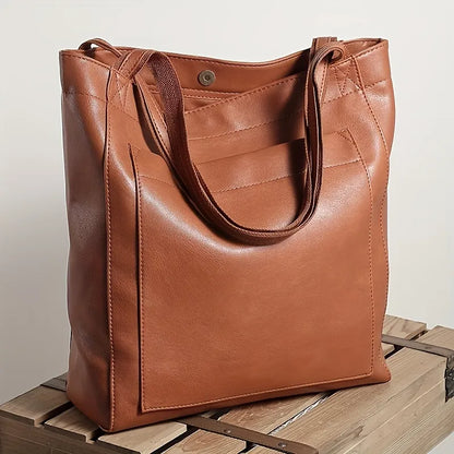 Minimalist Oiled Vegan Leather Large Capacity Tote Bag